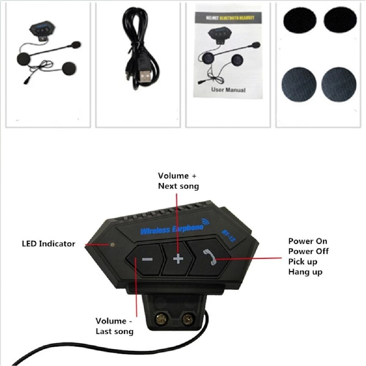 Intercomunicador Bt12 Auriculares Bluetooth Casco Motos